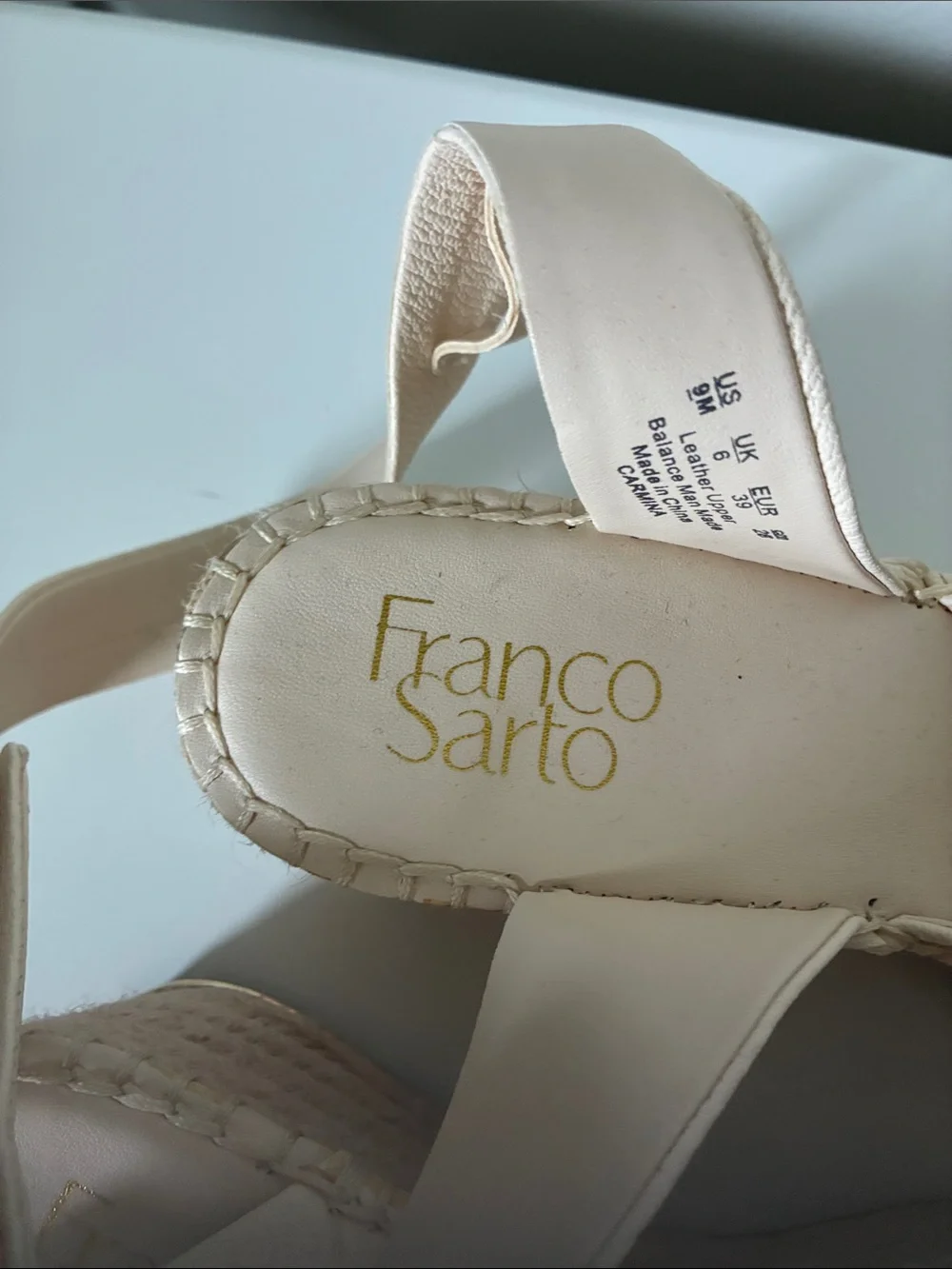 Franco Sarto Cream Espadrille Wedge Sandals
